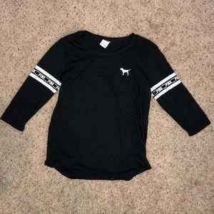 Pink Victoria’s Secret black quarter sleeve shirt